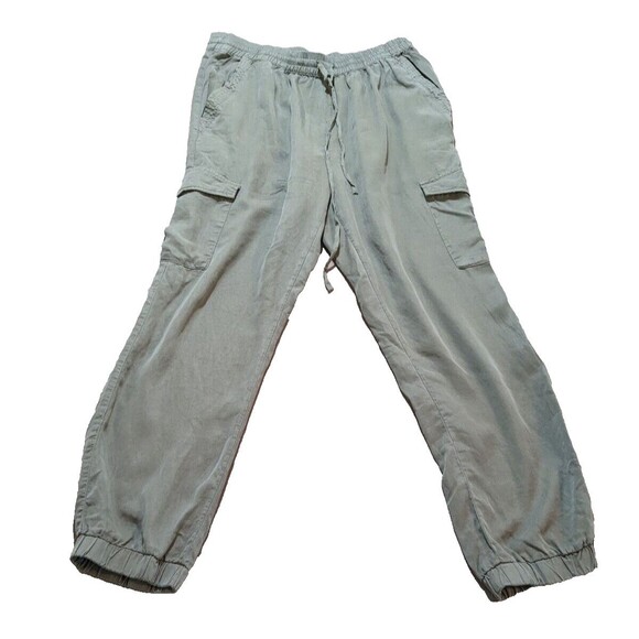 Love Tree Women's Tencel Pants Cargo Joggers Green Drawstring Pull On Size L - Picture 1 of 9